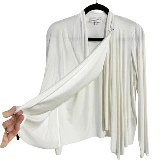 Michael Stars Vanessa White Eco Luxe Jersey Waterfall Draped Cardigan Size Small - Picture 3 of 8